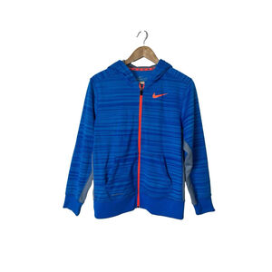Nike Therma Fit Zip Front Hooded Sweatshirt Youth XL Blue Athleisure Sporty